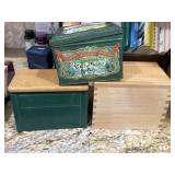 VTG Tin & Wooden Storage Boxes with Recipes VTG Tin & Wooden Storage Boxes with Recipes