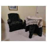 Velvet Chair, Wooden Table w/Velvet Velvet Chair, Wooden Table w/Velvet