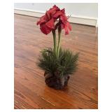 Amaryllis faux plant on a pine cone vase 20" tall Amaryllis faux plant on a pine cone vase 20" tall