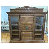Wood Carved Buffet With Glass Door Wood Carved Buffet With Glass Door