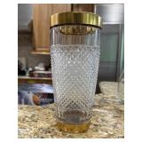 Bohemian Crystal Cut Vase Gold Trim Bohemian Crystal Cut Vase Gold Trim