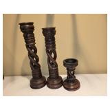 23", 22" & 10" Wooden Candle Holders 23", 22" & 10" Wooden Candle Holders