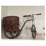 Vintage Iron Metal Tricycle with Wicker Basket Vintage Iron Metal Tricycle with Wicker Basket
