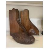 Wooden Bookends & Decoy hand Carved Duck Wooden Bookends & Decoy hand Carved Duck