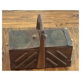Vintage Wooden Accordian Fold Out 3 Tier Sewing Vintage Wooden Accordian Fold Out 3 Tier Sewing