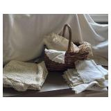 Wicker Basket W/ Floral Hand Crocheted Wicker Basket W/ Floral Hand Crocheted