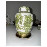Hand-Painted Green Japanese Stoneware Ginger Jar Hand-Painted Green Japanese Stoneware Ginger Jar