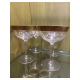 (4) Champagne Glasses, Gold Encrusted (4) Champagne Glasses, Gold Encrusted