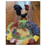 Serving Plate & Rooster Stand Figurine Serving Plate & Rooster Stand Figurine