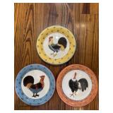(3) Milson & Louis, Rooster Plates Decorative (3) Milson & Louis, Rooster Plates Decorative