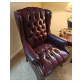Maroon Leather Tufted Armchair 39x29x34
