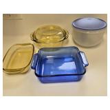 Vintage Tupperware Bowl, Pyrex Square Dish & (2)