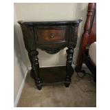 Carved Wood End Table w/ Marble Top 30x16x36