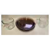 (5) Pyrex Pie Plates + (2) Pyrex Measuring Cups