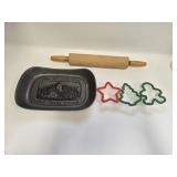 Rolling Pin, Cookie Cutters & Tray