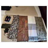 4 Large Scraves. Clutch & Dr. Scholls Slip-Ons S