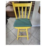 Yellow Swivel Wooden Barstool w/Cushion