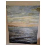 Oil Painting, Tall Candle Holder, Brass Bowl &