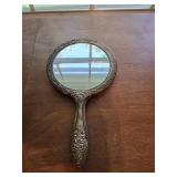 Antique Silver Plated Metal Hand Mirror
