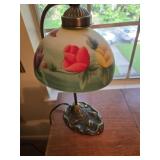 Gorgeous Metal Lamp w/Hand Painted Globe