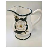 Ceramic Pitcher w/Magnolia Bloom