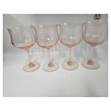(4) Pink Crystal Wine Glasses
