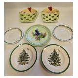 (2) XL Spoon Rests, (2) Spode Christmas Saucers &