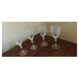 (4) Crystal Etched Sherry Glasses