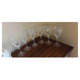 (6) Crystal Etched Wine Glasses