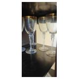 (5) Gold Rim Wine Glasses