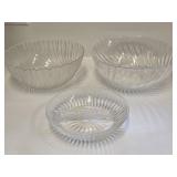 (2) Large Crystal Bowls & 1 Divided Bowl