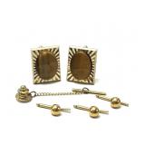 Gold Tone Cufflinks, Tie Tack Lapel Pin & Shirt