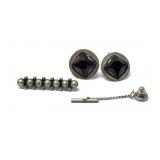 Sterling Cufflinks , Tie tack Lapel Pin & Brooch