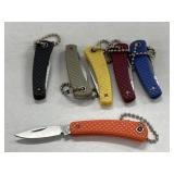 6 Assorted Mini Folding Key Chain Knives