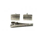 VTG Barrington cufflinks & tie pin set sterling