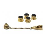 12k GF Oval Shaped Tie Pin With 4 Gold Tone Shirt