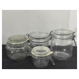 4 Assorted Vintage Glass Jar With Wire Bail Lid
