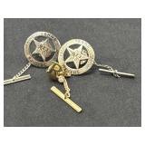 2 Sterling Texas Ranger Lapel Pins and Tie Tacks