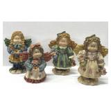 Set of 4 Holiday Resin Little Angel Girls