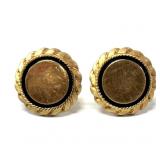 VTG Anson Cufflinks Round Gold Plated Toggle Set