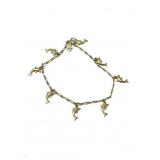 VTG Gold Tone Link Charm Anklet with Dolphin
