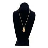 Gold Tone Egg Pendant with Necklace 15"