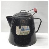 VTG Black Speckled Porcelain Enamel Steel