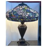 Beautiful Stained Glass Lamp Approx  28" Tall