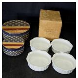 NIB (4) Cream Brulee Dishes + (2) USA Nesting
