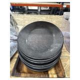 (7) Cast Iron Fajita Plates Set / Wood Plate