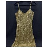 Sz: 10, Black Tie Gold Dress