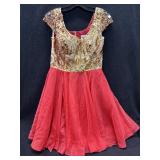 Sz: 8, Party Time Beaded Red & Gold Dress