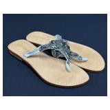 Mystique Handmade Silver Crystal Sandals Size 8