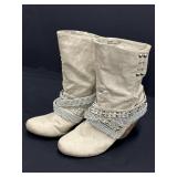 Hot Rated Mid Calf Boots Embellished w/Rhinestone